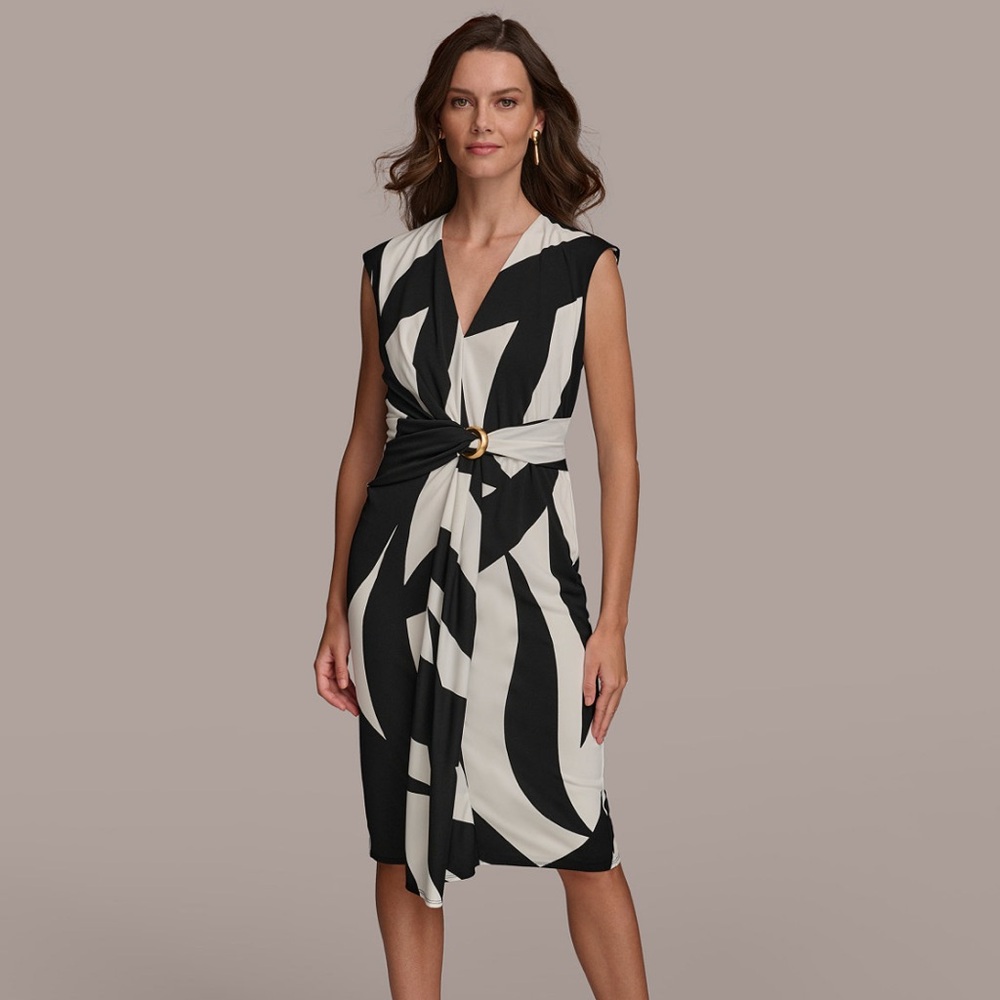 Donna Karan New York Donna Karan Women's Printed Black White Sheath Dress NWT